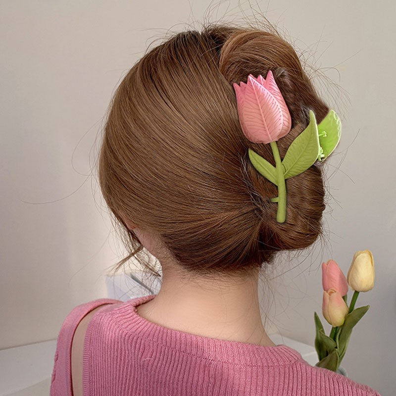 Jepit Rambut Bentuk Bunga Tulip Gaya Korea Vintage Untuk Wanita