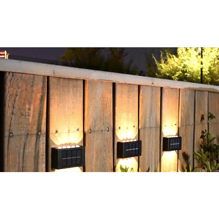 Lampu Dinding Solar Taman Outdoor COB LED Wall Light 2 Arah 10 LED Tenaga Matahari Lampu Hias Taman DInding Pagar Pilar