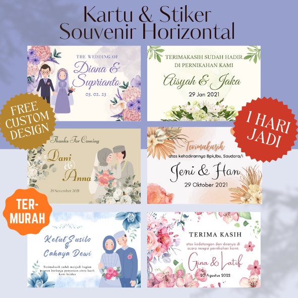 Jual KARTU SOUVENIR , STIKER SOUVENIR, STICKER TERIMAKASIH PERNIKAHAN