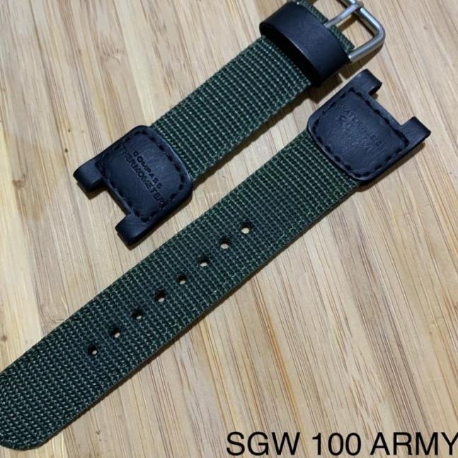 Tali Jam Tangan Casio OutGear - Tali Jam Kanvas Casio SGW-100 Black - Hijau
