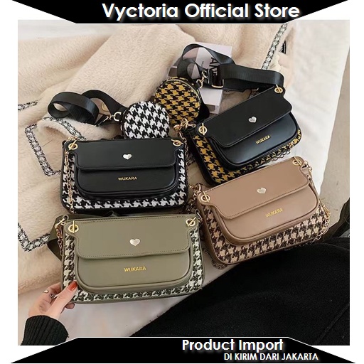 (COD) Vyctoria VOS4144 Tas Selempang Wanita Fashion Slingbag 3in1 Import Grosir Promo JT4144 4144