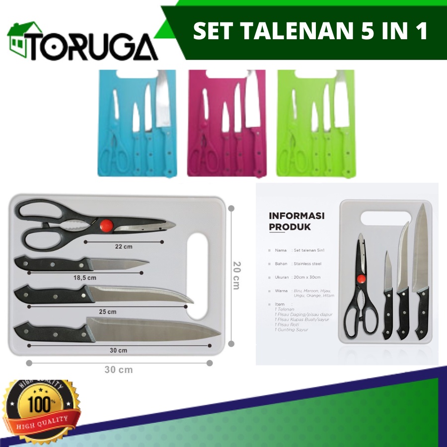 Set Talenan Dapur Lengkap Plus Pisau Dan Gunting 5 in 1 Murah