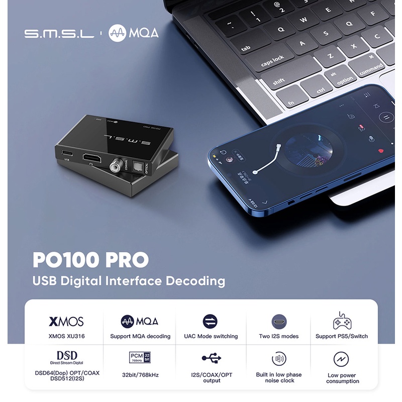 Smsl PO100 PRO Decoding XOMS XU316 DSD64 Optical Coaxial DSD512 I2S output 32bit 768Khz Dengan Port USB