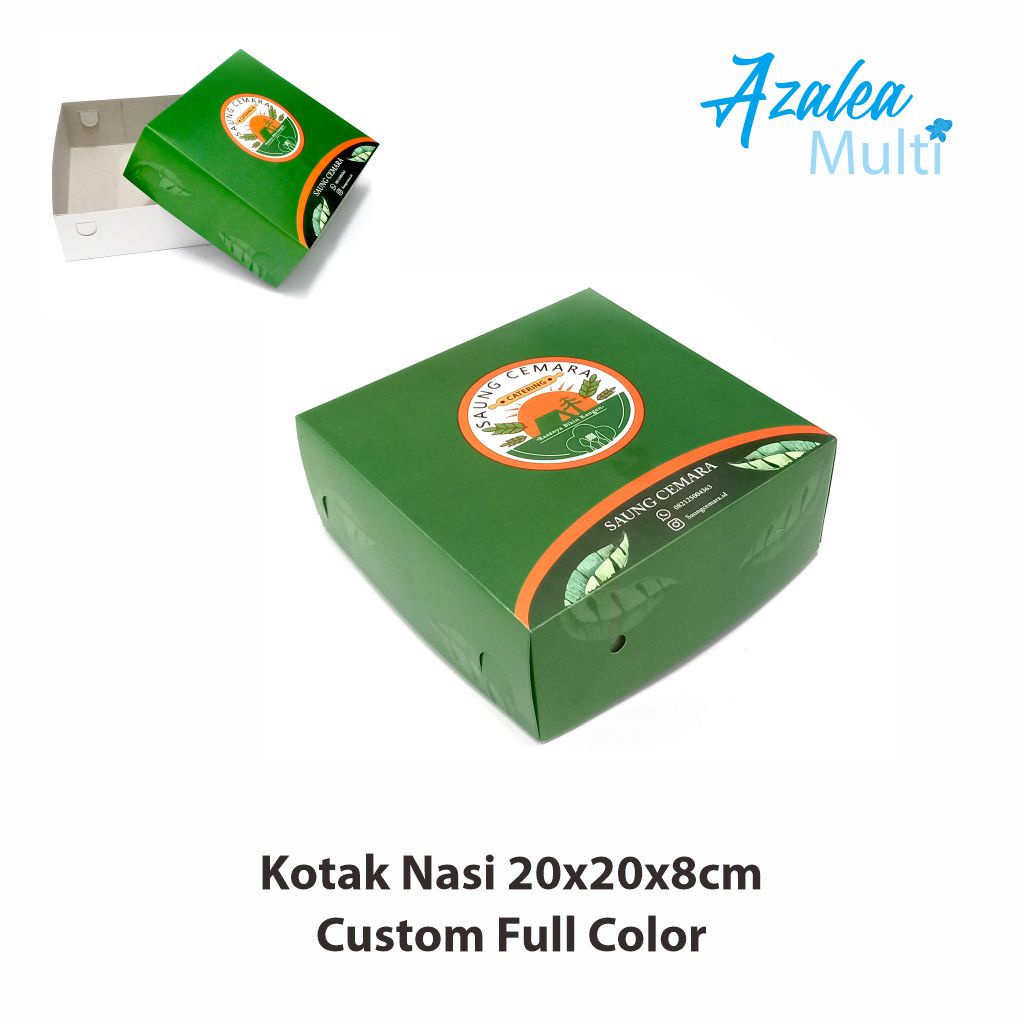 Kotak Nasi Custom 20x20x8cm Tutup Terpisah Lunch Box Kardus Kemasan Makanan Dus Paper Peralatan Kert