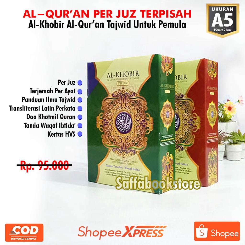 BAYAR DITEMPAT AL QURAN TERJEMAH PERKATA TAJWID AL KHOBIR A5 ALQURAN PER JUZ TERJEMAHAN DAN TAJWID A