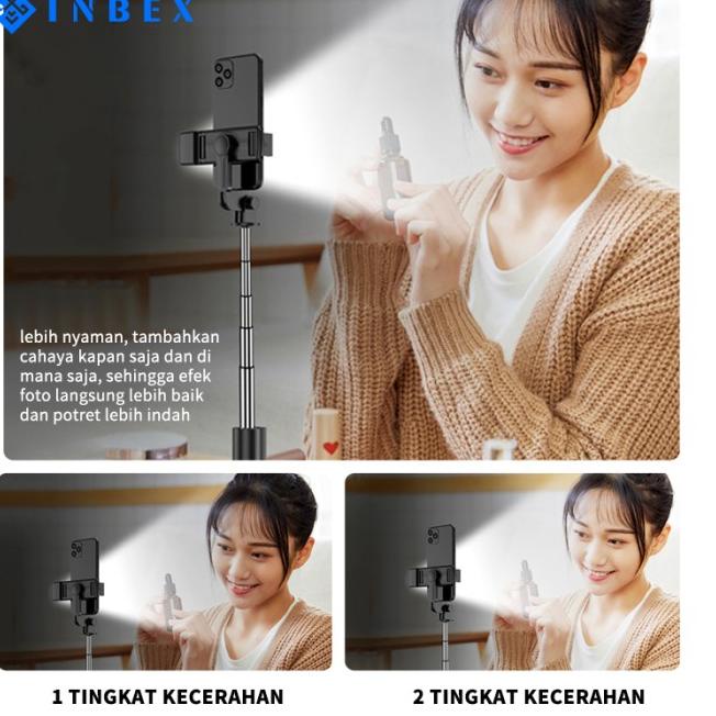 INBEX S03S Tongsis Bluetooth Led Selfie Stick Remote Bright Tripod