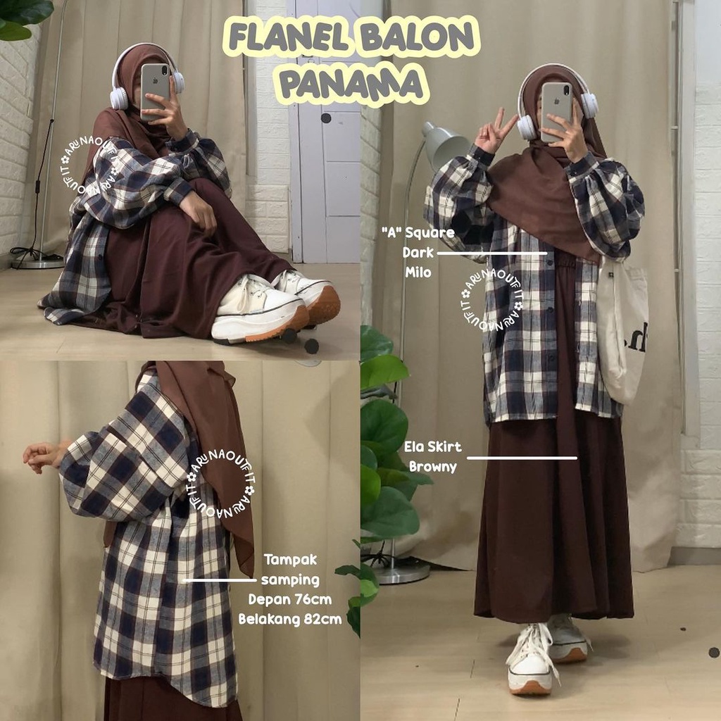 LONG FLANEL TANGAN BALON BY ARUNA OUTFIT