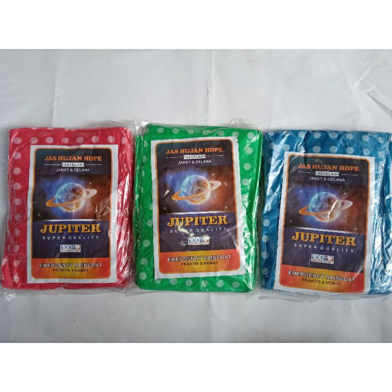 Jas Hujan Mantel Hujan Plastik Baju Celana Jupiter / Jas Hujan Setelan / TERMURAH!!!