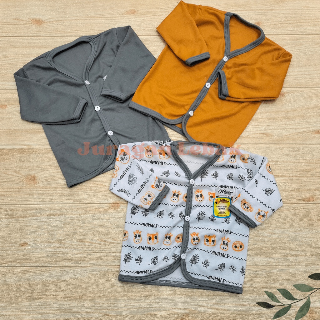 Paket Lahiran 18Pcs, Setelan Baju Bayi Baru Lahir Kekinian Motif Animal kombinasi warna Abu dan Mustard Baby Gift Set - Juragan Lebak