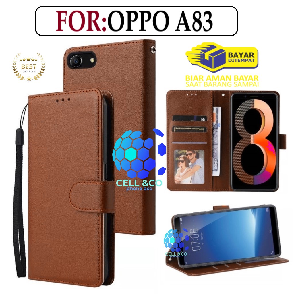 CASE FLIP OPPO A83 LEATHER WALLET PREMIUM FLIP CASE BUKA TUTUP KESING HP CASING FLIP CASE WALLET OPPO A83