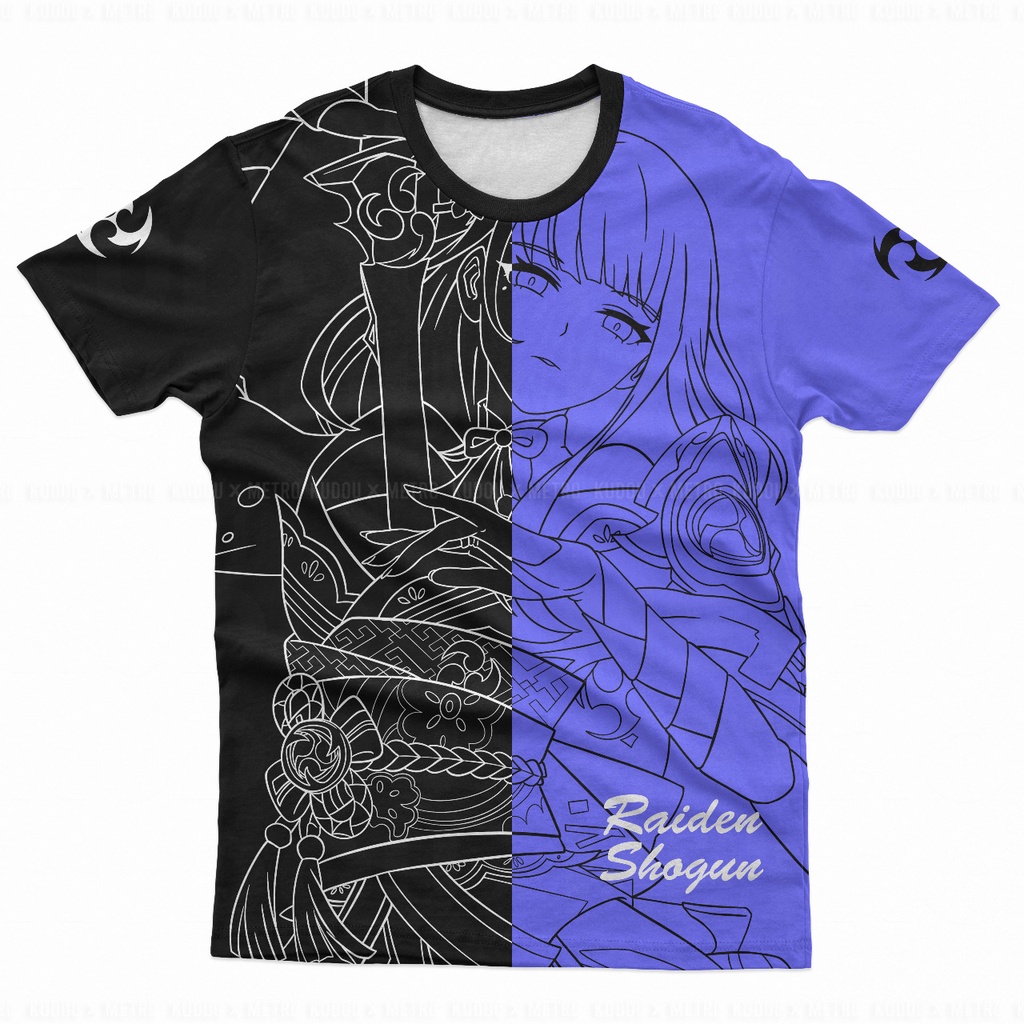 Tshirt Raiden Shogun Fullprint Genshin Impact Gaming Gamer Anime Premium Unisex