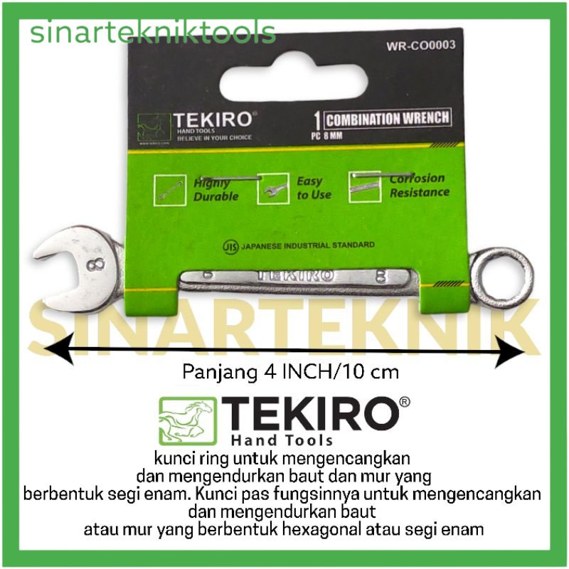 Kunci Ring Pas 8mm/10mm Tekiro JIS Original