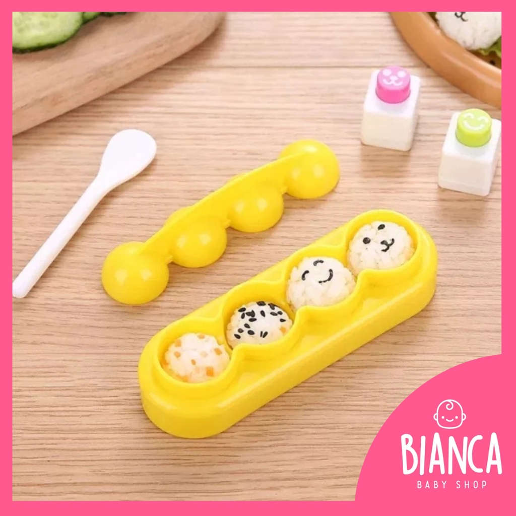 BIANCA - 005 Cetakan Nasi Bento Bentuk Bola Kuning +  Nori Puncher