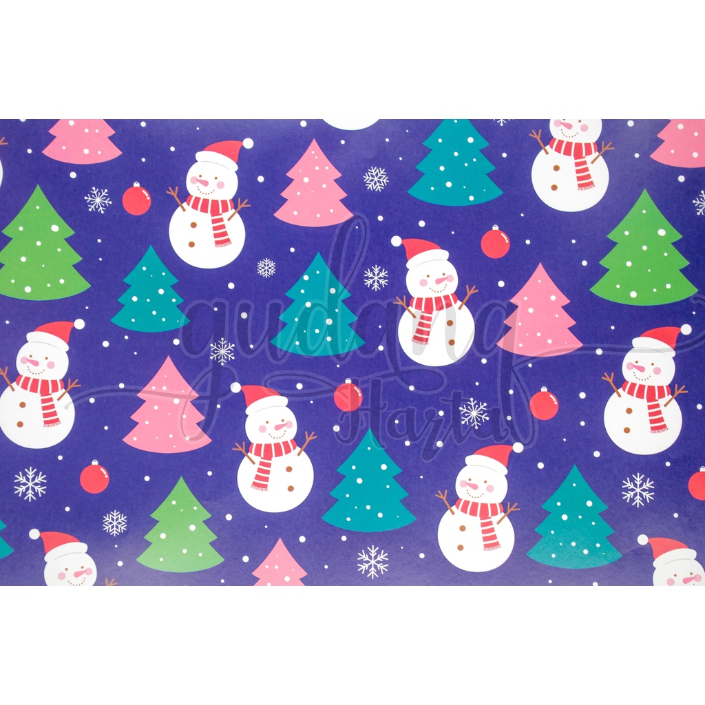 Kertas Kado Motif Natal Lucu Gift Wrapping Paper Model Present Santa Bear Snowman GH 510012