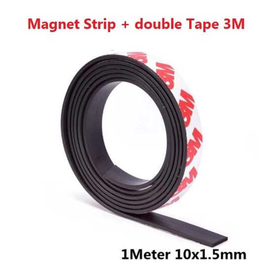 

1meter Rubber Magnet Strip lembaran + tape 3M lebar 10mm 20mm 25mm 1cm 2cm 2.5cm 2,5cm tebal 1.5mm denagn double tape 3M panjang meteran