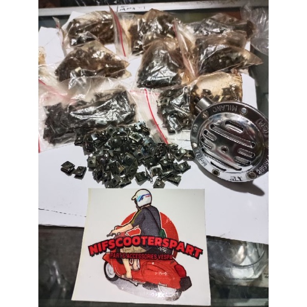 klip hidung klakson vespa super sprint vbb bajaj original nos kualitas bagus set 3 pcs