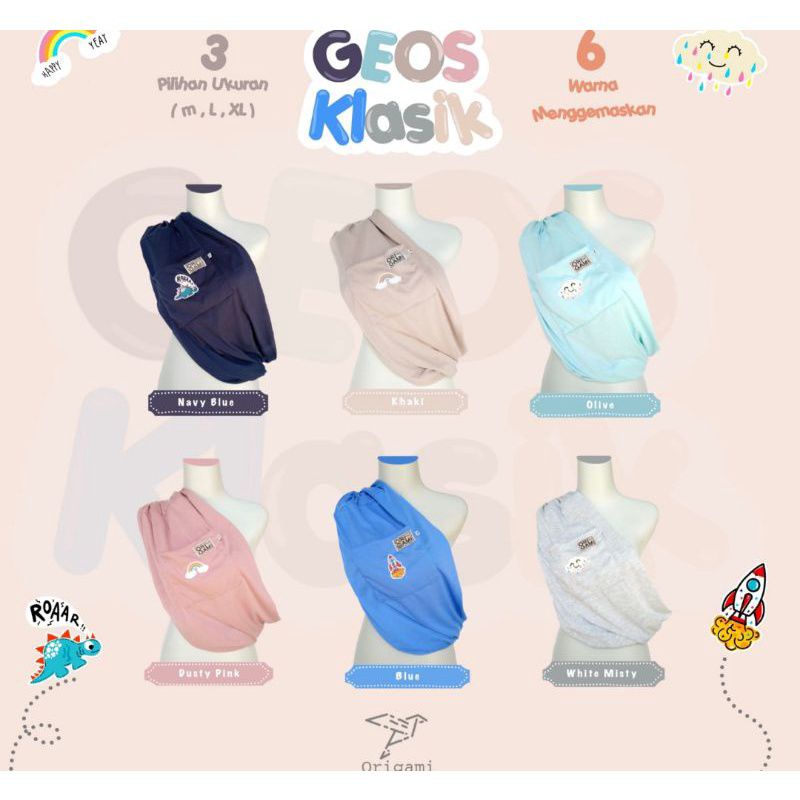 Gendongan kaos bayi Origami elastis / Geos bayi modern simple