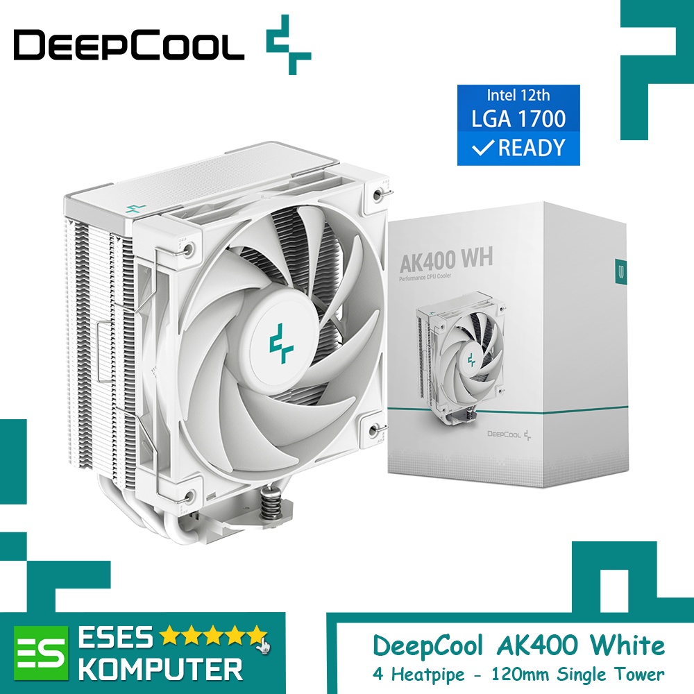 HSF DeepCool AK400 WHITE Single Tower 120mm Air CPU Cooler Intel / AMD