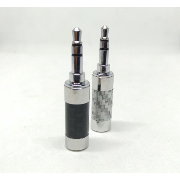 Rhodium Plated Lurus Carbon Fiber Jack 3.5mm Replacement Audio Plug - Rhodium HISA