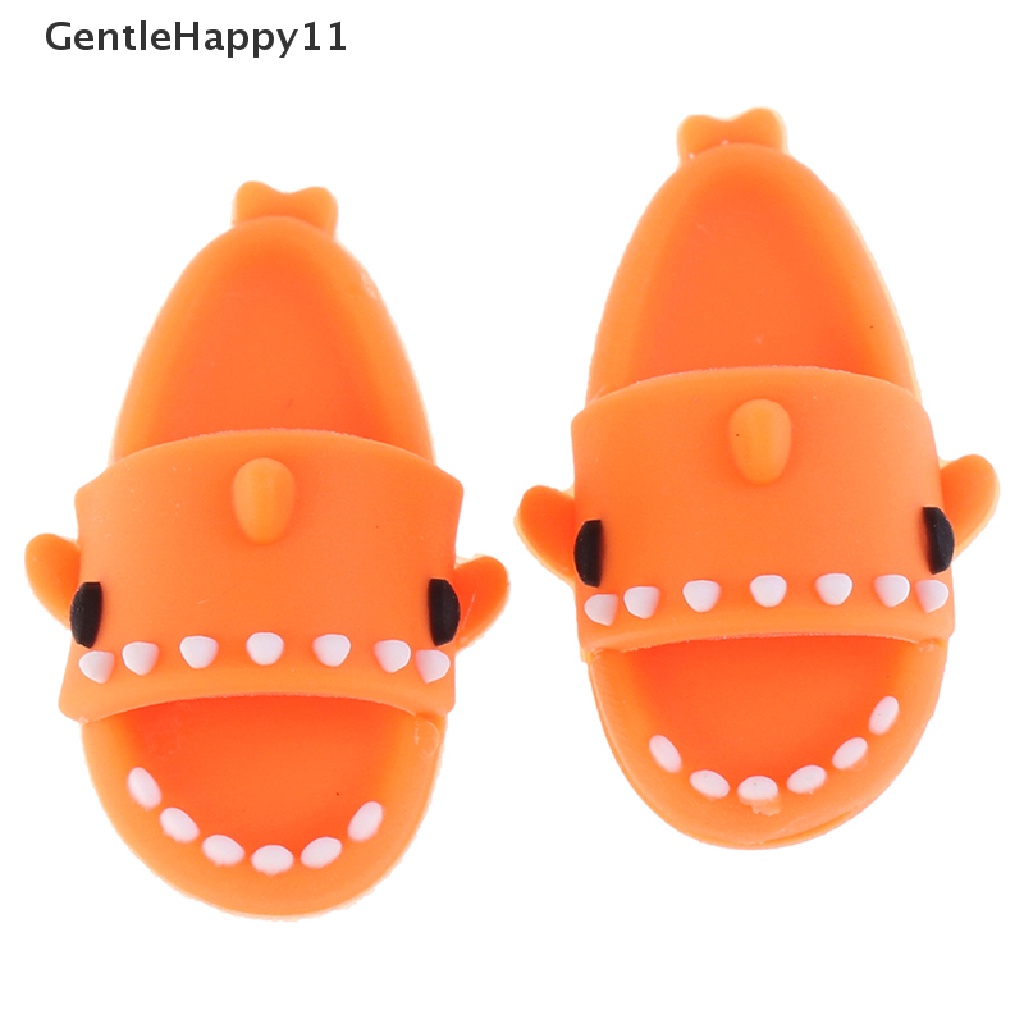 Gentlehappy 1 Pasang Mainan Sandal Selop Bentuk Hiu Skala 1: 12 Untuk Aksesoris Rumah Boneka Ob11 1 / 12