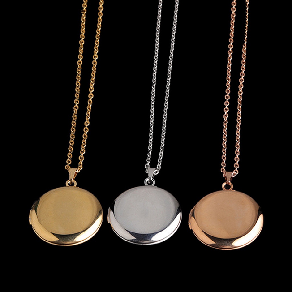 Kalung Liontin Bulat Model Terbuka Bahan Stainless Steel 3 Warna