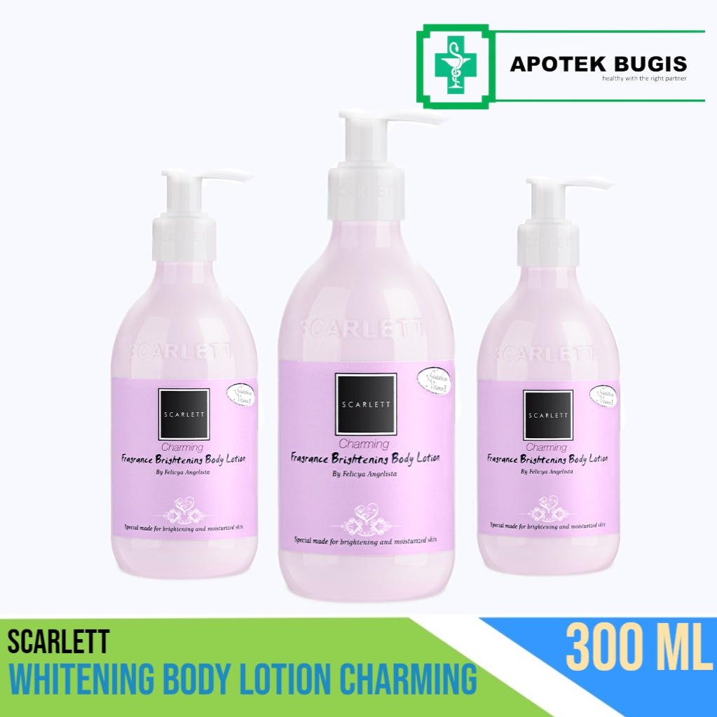 Scarlett Brightening Body Lotion Charming Size 300 ml  Losion Tubuh yang Mencerahkan