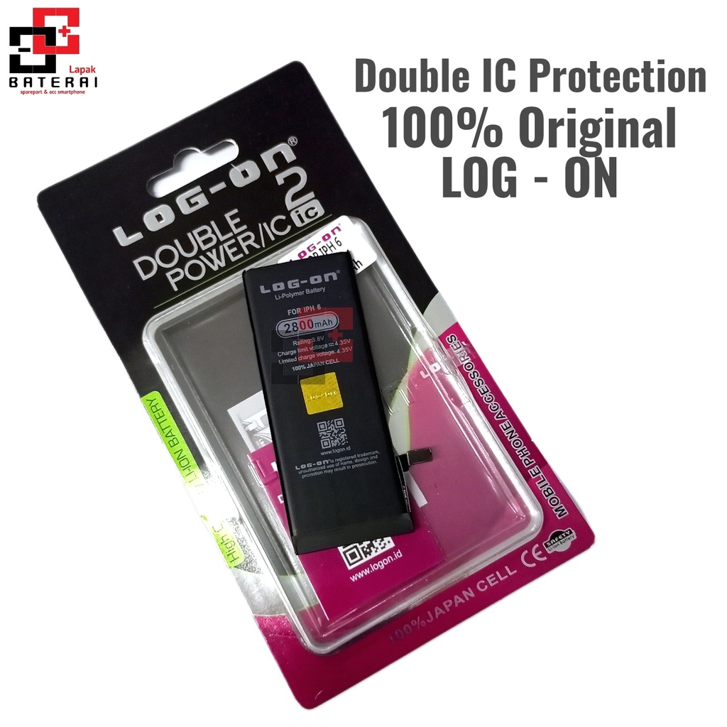 Log on - Ip 6 / 6G Power Plus Original Battery Baterai Batre