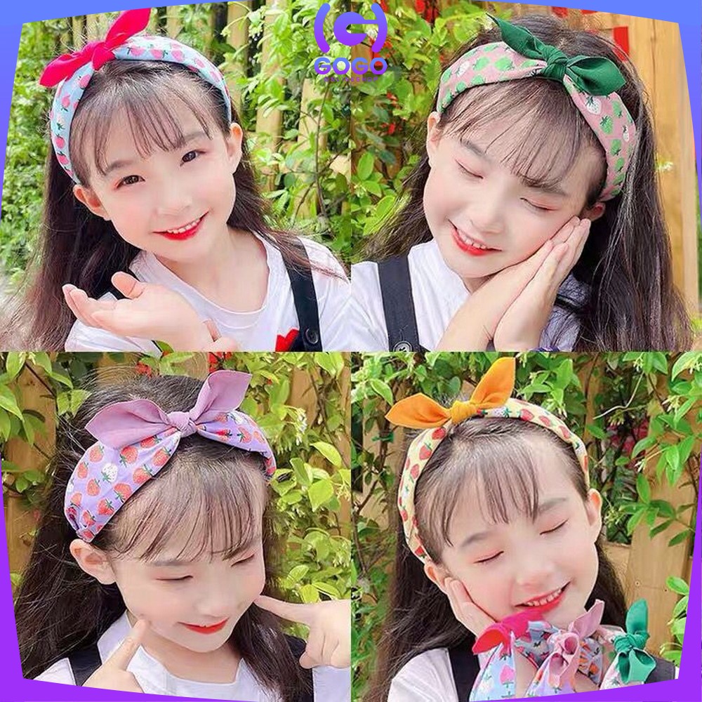 GOGO-C741 Bando Anak Bandana Kain Motif Pita Kupu Model Simpul Headband Aksesoris Rambut Wanita Ala Korean Style Import