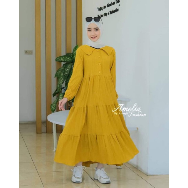 MIDI DRESS LADY CRUSH TERBARU ORI AMELIA FASHION GAMIS VIRAL KEKINIAN