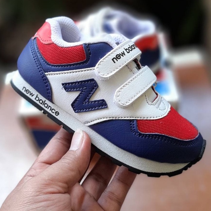 sepatu sneakers anak kids kiddo sekolah new balance nb classic velcro perekat navy merah putih cowok