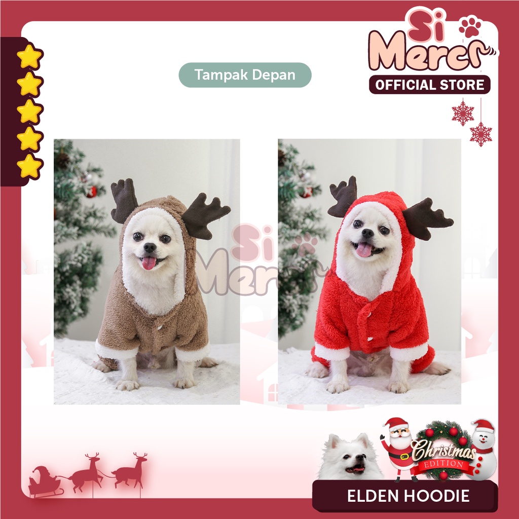 Baju Anjing Kucing Hewan Hoodie Natal / Baju Sweater Anjing Natal / Pet Clothes For Christmas Premium