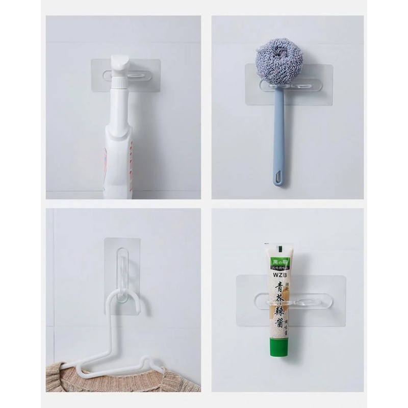 Kait Gantung Dinding Holder Tiang Tirai / Botol Semprot Dengan Perekat Untuk Dapur