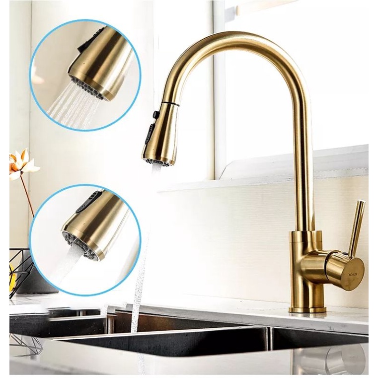 Kran Tarik GOLD Keran cuci piring Pull Out Kitchen sing wastafel