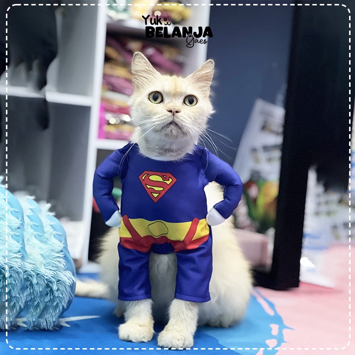 Baju Kucing Bahan Polyes Kostum Superhero Batman Vs Superman / Baju Kucing anjing kelinci / Size S-XL / Yuk Belanja Gaes!