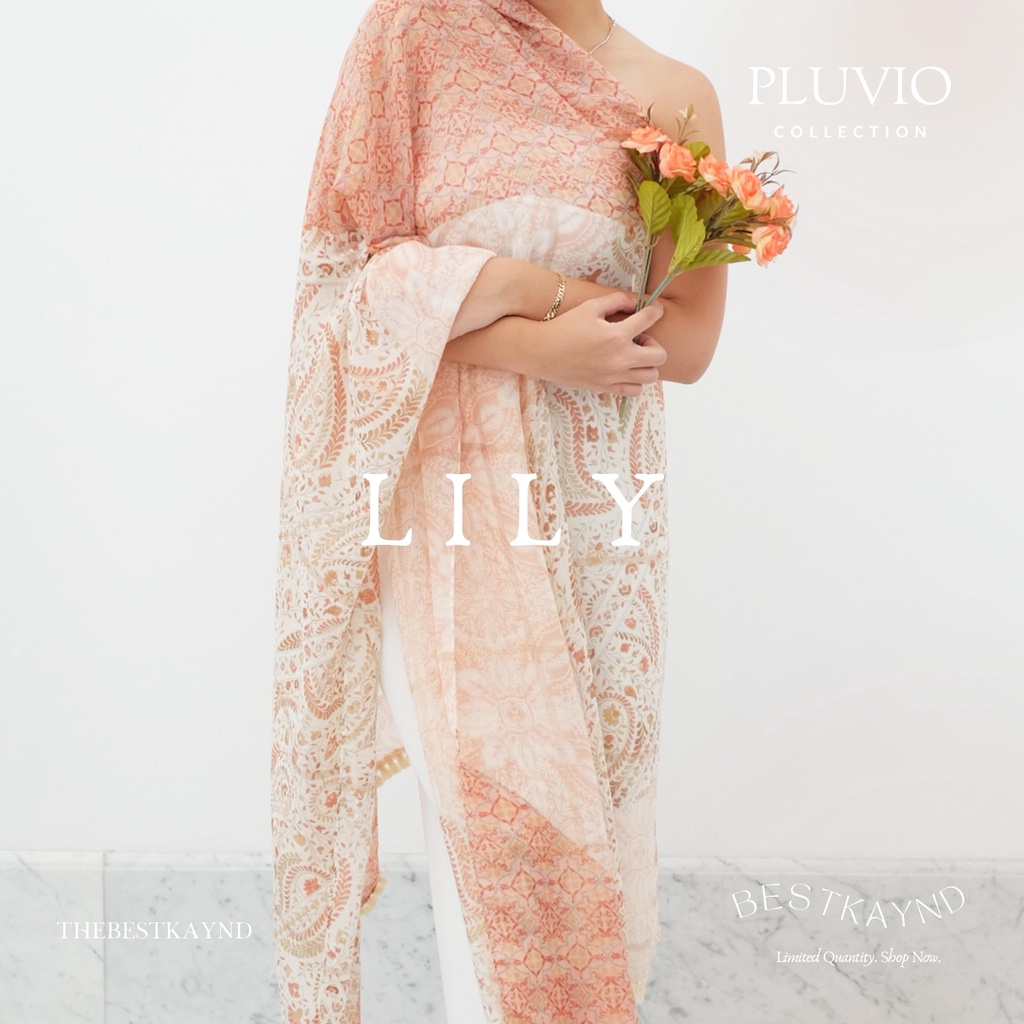Lily Shawl Pluvio Collection | The Best Kaynd |  Premium Scarf Selendang Pashmina Syal Shawl Pasmina Hijab Kain Batik
