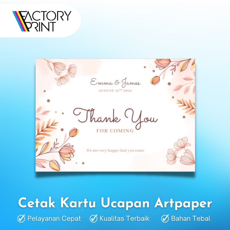 Jual CETAK KARTU UCAPAN ARTPAPER 150 GSM FREE CUTTING| KARTU UCAPAN