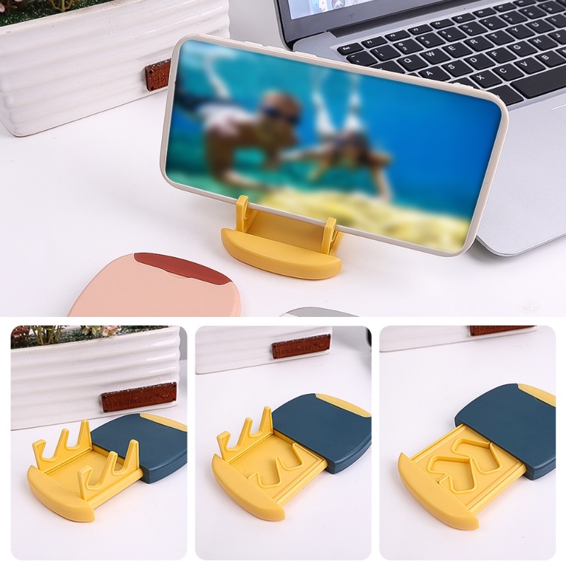 3 in 1 Multi-function Cell Phone Holder with Earphone Cleaning Brush and Cosmetic Mirror / Computer Keyboard Cleaning Brush / Universal Portable Desk Tablet Mobile Phone Stand