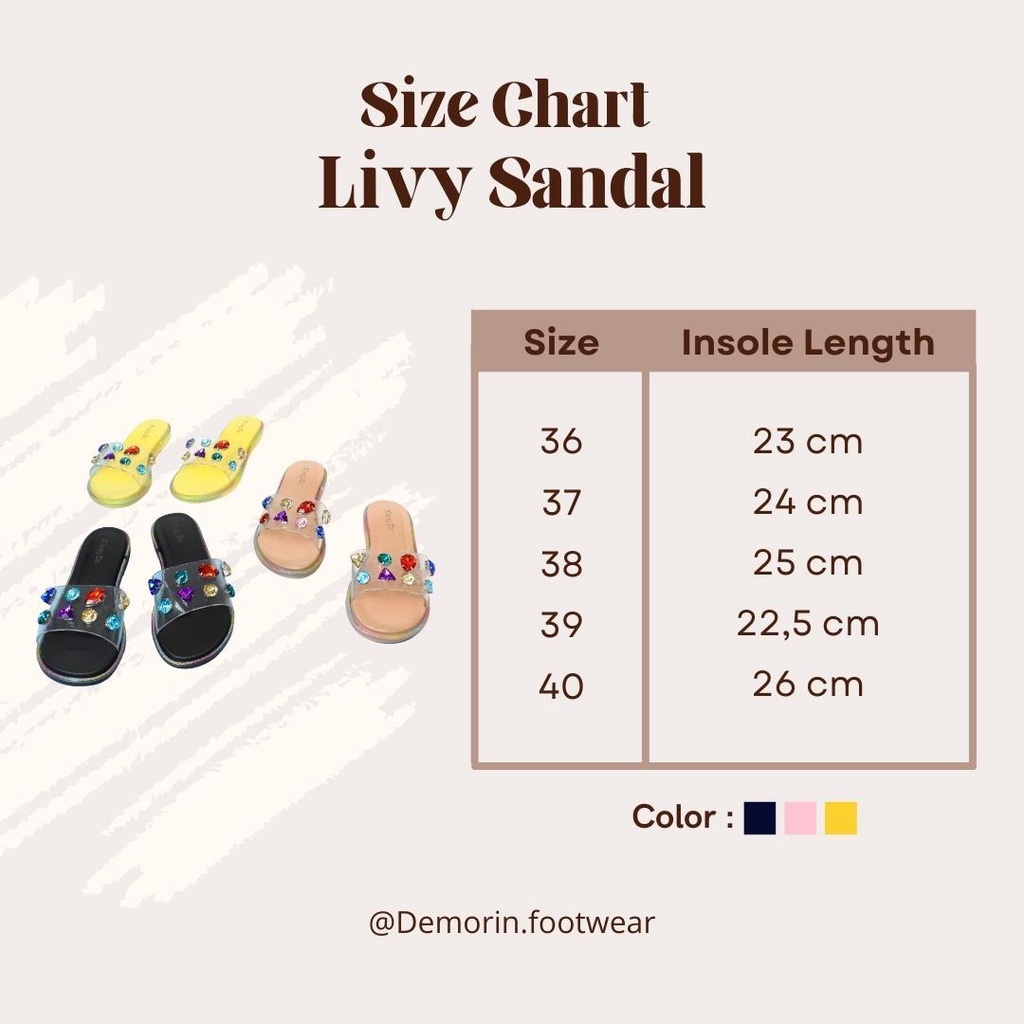 Livy Sandal Wanita Permata Slip On Teplek - Demorin