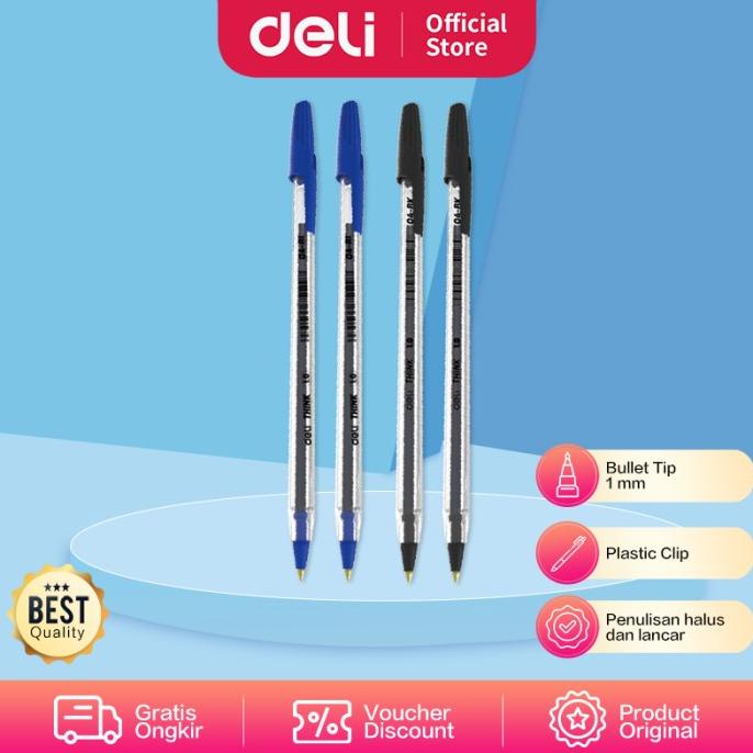

TERMURAH Deli Ballpoint Pen / Bolpoin Tip 1 mm Isi 50 pcs Penulisan Halus EQ4 /ALAT TULIS AESTHETIC/ALAT TULIS SEKOLAH/ALAT TULIS SET/ALAT TULIS LENGKAP/ALAT TULIS ANAK/ALAT TULIS LUCU