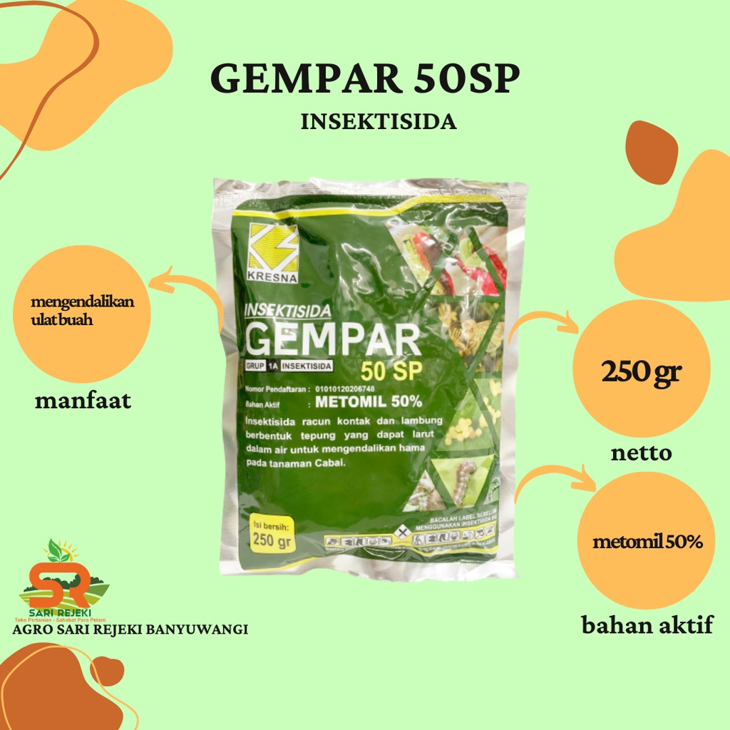 GEMPAR 50SP 250GR METOMIL WARNA BIRU EFEKTIF MEMBASMI ULAT DAN TELURNYA
