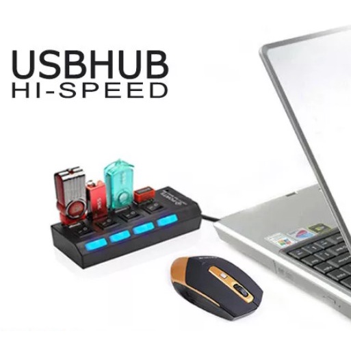 Hub 7 Port USB 2.0 Kecepatan Tinggi Dengan Lampu LED + power switch ON-OFF 4-Port