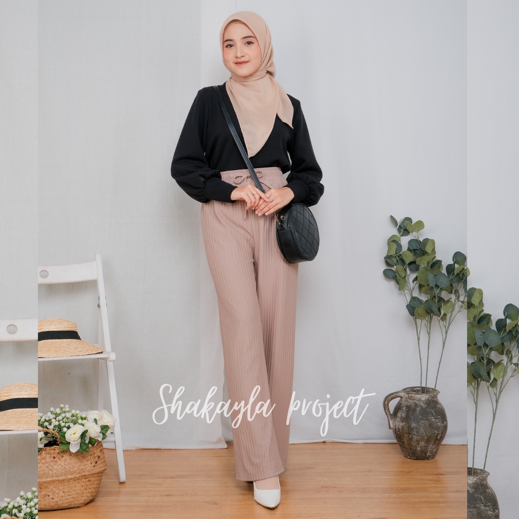 Celana Kulot Knit Panjang - Cullote Highwaist