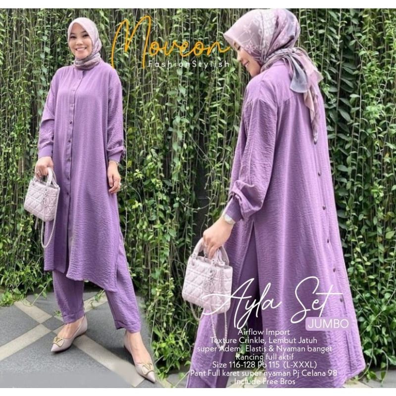 SETELAN TUNIK AIR FLOW || AYLA SET JUMBO