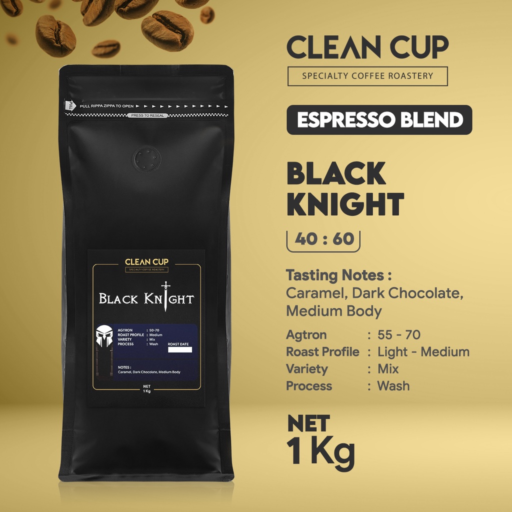

Kopi Clean Cup Black Knight House Blend Whole Bean 1Kg