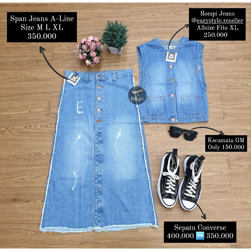 SPAN JEANS A-LINE EAZY Dan ROMPI JEANS EAZY.Vest Eazy