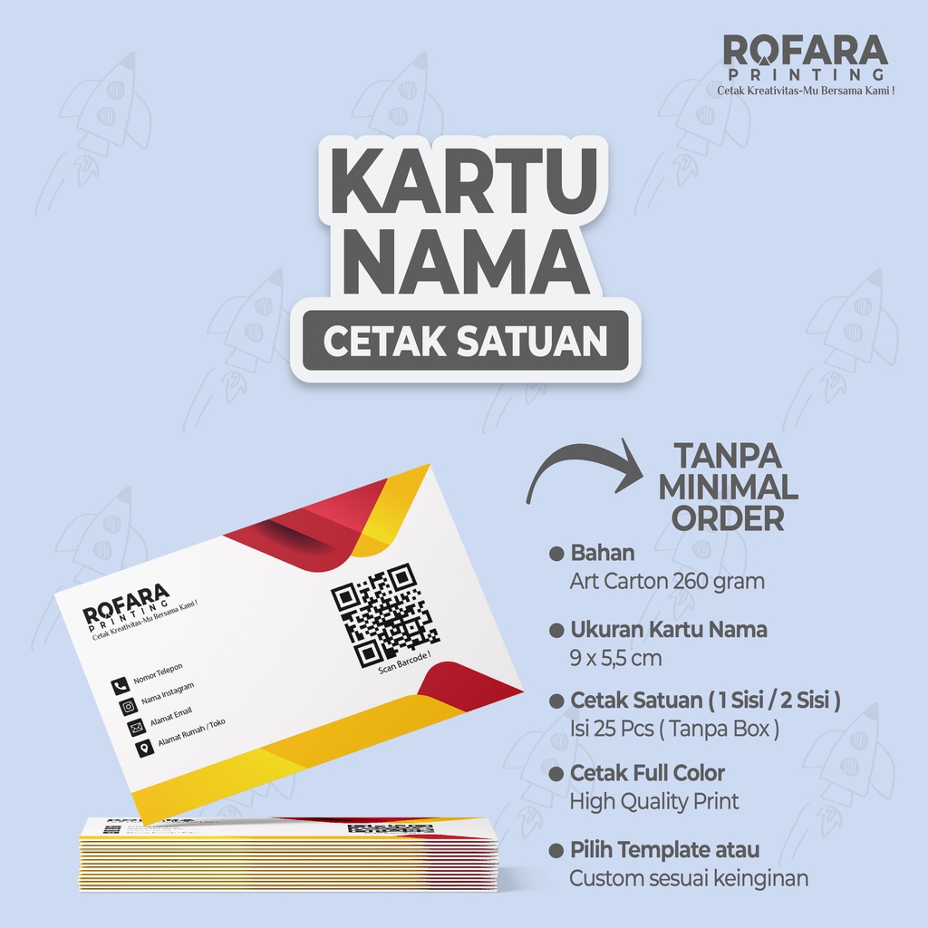 Jual Kartu Nama | Bahan Art Carton 260 Gram | Cetak Satuan - Isi 25 Pcs ...