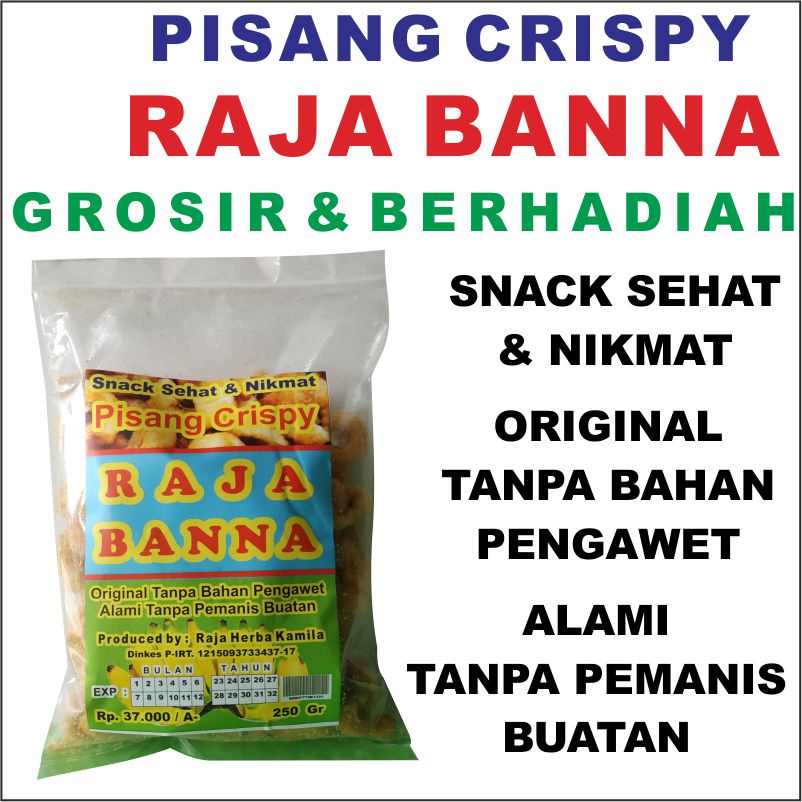 

PISANG CRISPY RAJA BANNA Istimewa Grosir Snack Sehat & Nikmat 250 Gram Renyah Original Tanpa Pengawet & Alami Tanpa Pemanis Buatan . Kripik Pisang Crunch Crunch Banana SELE CEMILAN Rambak Pisang PISANG OVEN ANNUR KARANGAYU TOKO BUKU 23999 PISANG CRISPI