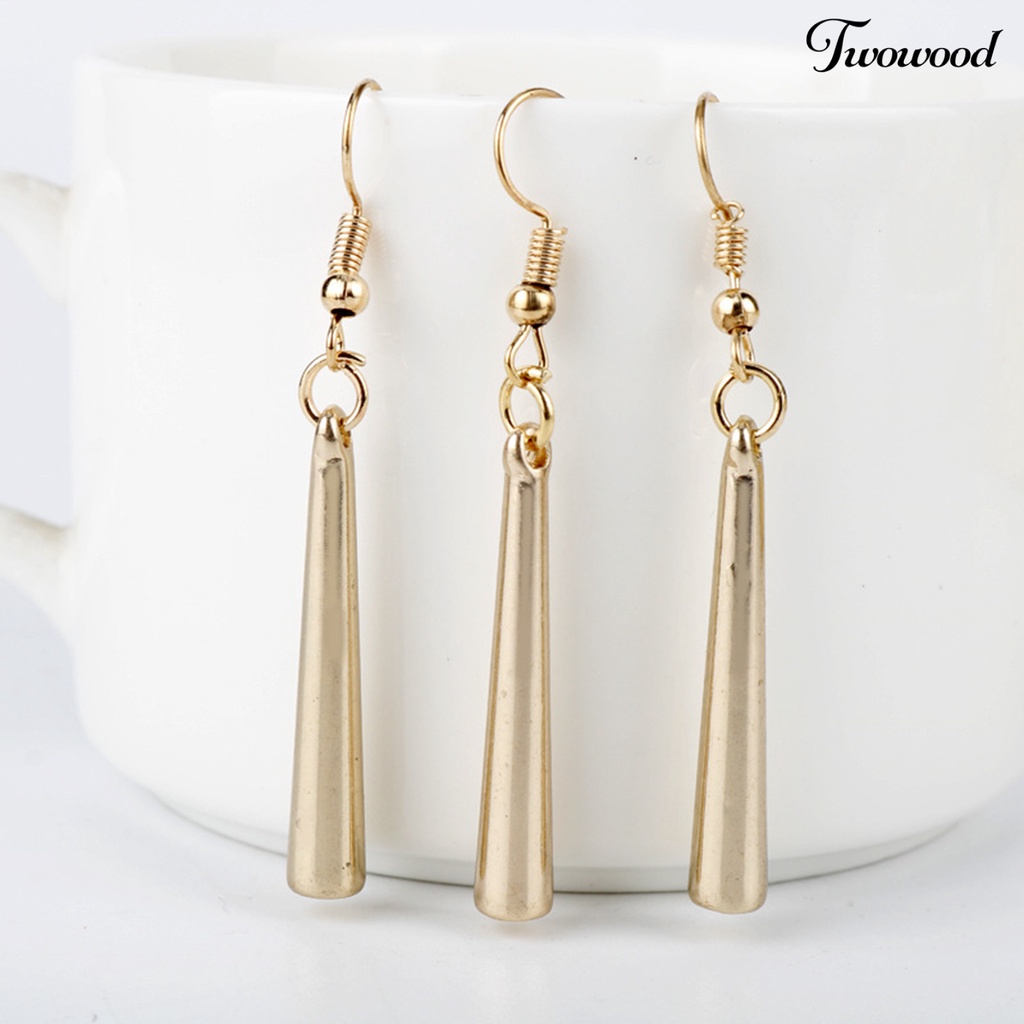 1 Set Anting Kait Gantung Warna Solid Bahan Alloy Tahan Lama Untuk Wanita