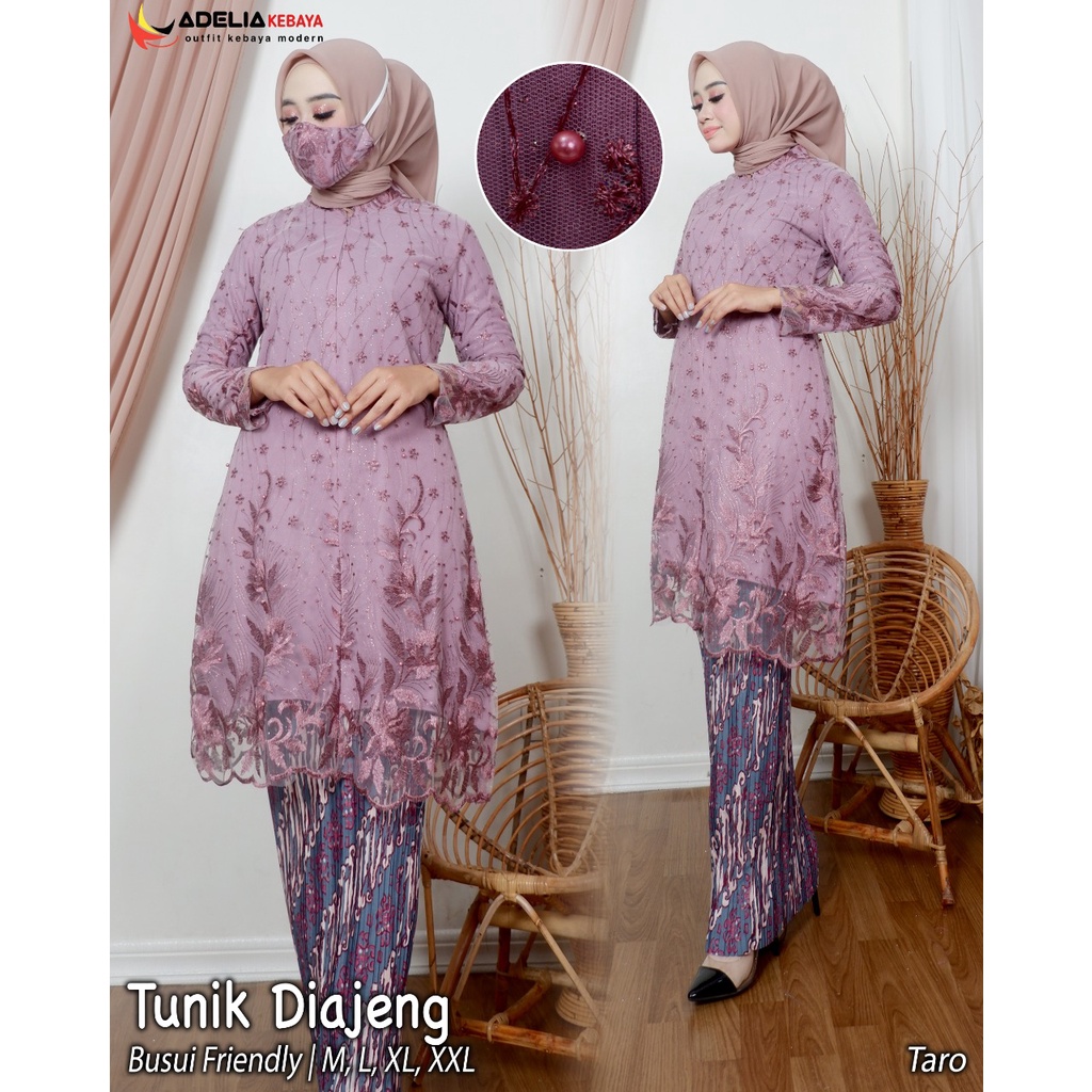 ADE&gt; SET TUNIK KEBAYA DIAJENG - KEBAYA MODERN BAJU PESTA PESTA - KEBAYA TUNIK BUSUI FRIENDLY MODERN