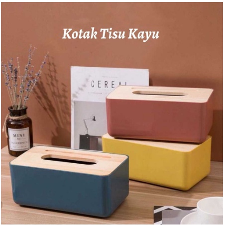 [ OBJ ] Kotak Tisu Kayu dengan Smartphone Holder Mobile and Tissue Box